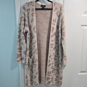 Fortune+Ivy Women's Open Front Leopard Cardigan Sweater